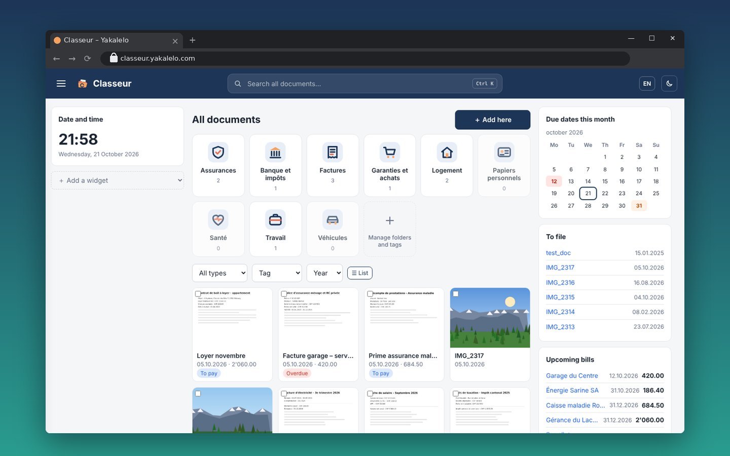 Your folders at a glance
