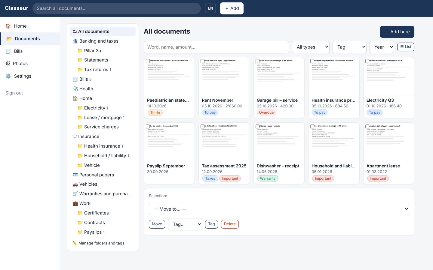 Screenshot of Classeur